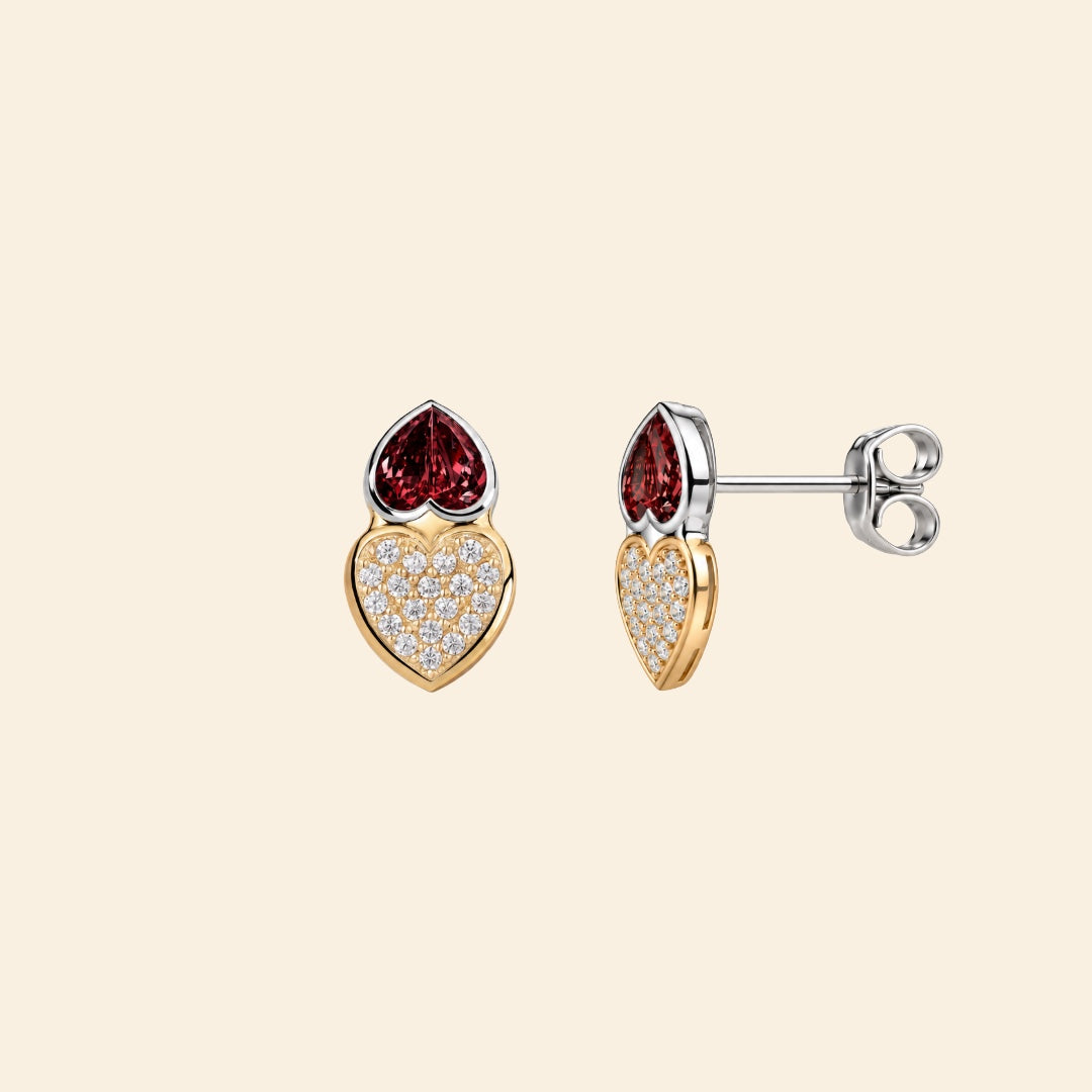 Pavé Double Heart Earrings
