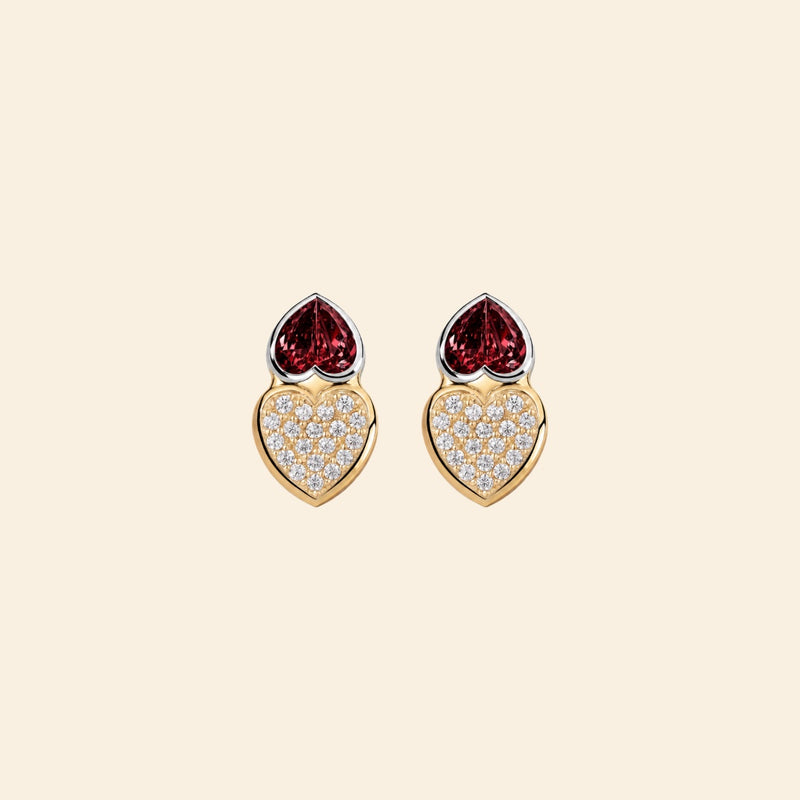 Pavé Double Heart Earrings
