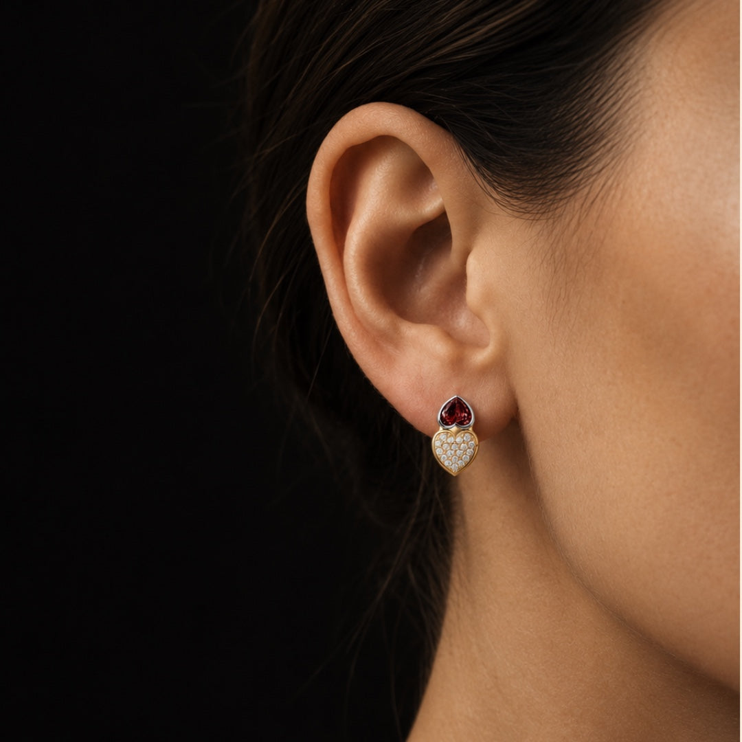 Pavé Double Heart Earrings